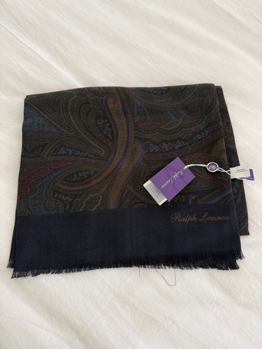 Ralph Lauren Purple Label Paisley Wool Scarf
